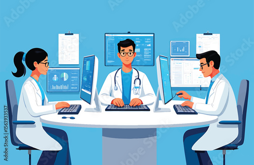 Telemedicine Team Collaboration Doctors Working Remotely