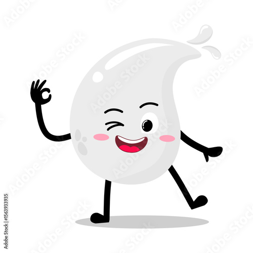 Cute Hand Drawn white Blood Drop Giving Okay Sign