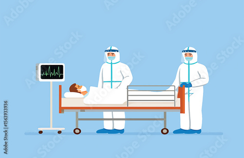 Medical Professionals Caring for Patient in Protective Gear