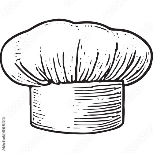 Hand-drawn chef hat sketch for baking, ideal for kitchen and culinary artwork