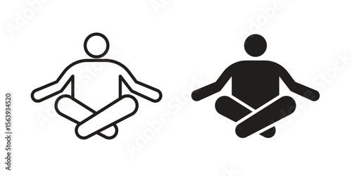 Meditating icon solid style. Flat vector illustration.