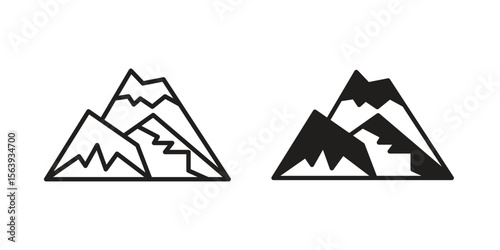 Mountain icon solid style. Flat vector illustration.