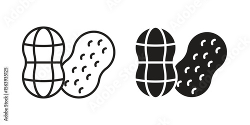 Peanut icon solid style. Flat vector illustration.