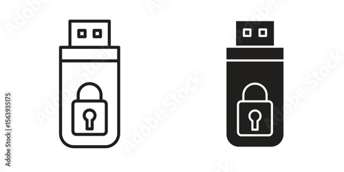 Pendrive security icon solid style. Flat vector illustration.