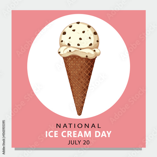 National Ice Cream Day Celebration with Delicious flavoured ice cream. Logo vector illustration.