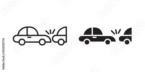 Rear end collision icon solid style. Flat vector illustration.