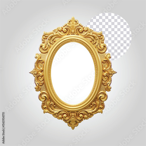 golden picture frame with clipping path