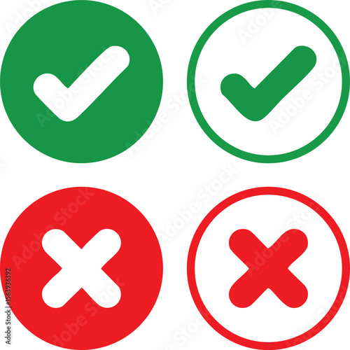 Check marks and cross symbols in green and red for approval and rejection
