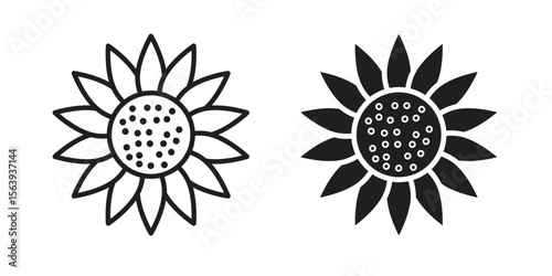 Sunflower icon solid style. Flat vector illustration.