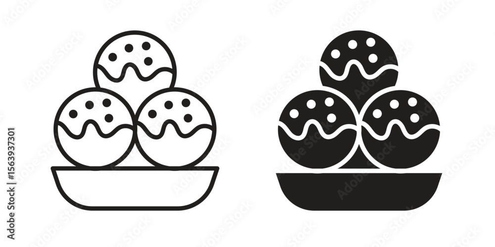 Takoyaki icon solid style. Flat vector illustration. Takoyaki icon solid style. Flat vector illustration.