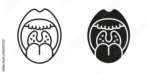 Tonsillitis icon solid style. Flat vector illustration.