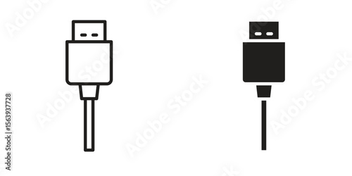 USB type c icon solid style. Flat vector illustration.