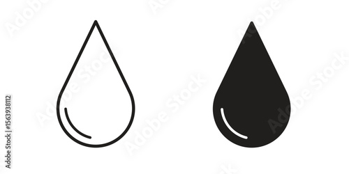 Water drop icon solid style. Flat vector illustration.