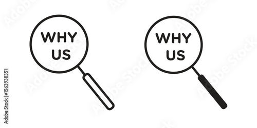 Why us icon solid style. Flat vector illustration.