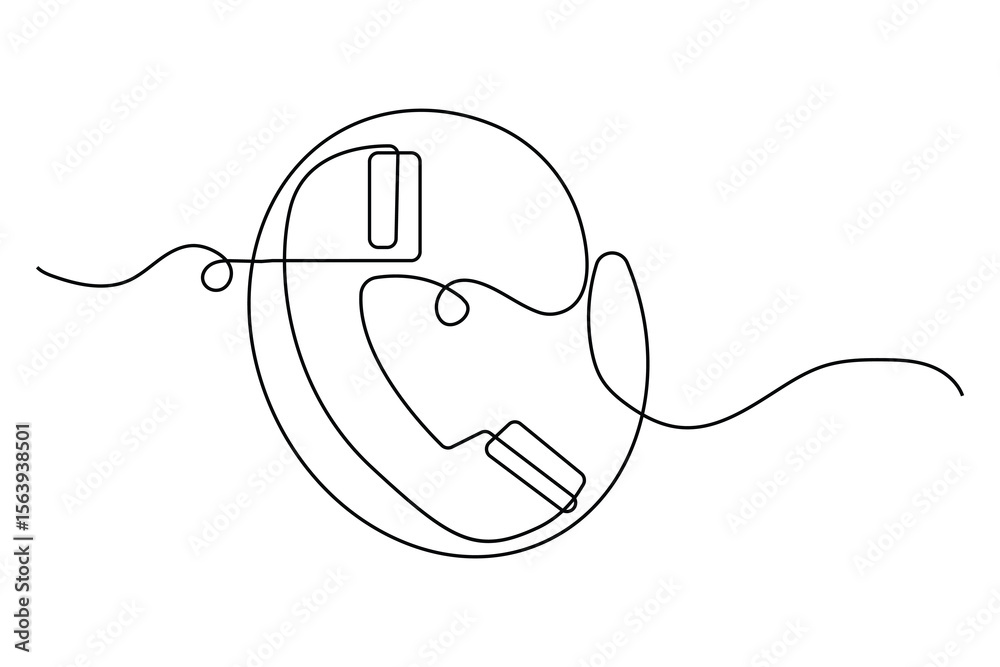 Obraz premium Smart phone design with continuous line for online art and technology user interface 