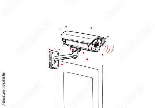 Security camera line drawing for surveillance and safety systems