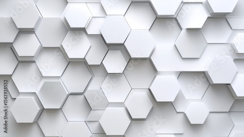 White 3D Hexagon Tiles, Modern Geometric Wall Pattern, abstract , texture