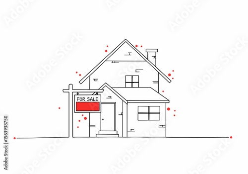 House for sale line art illustration for real estate agencies
