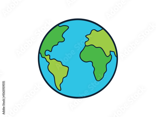 Simple colorful illustration of planet earth showing continents for environmental awareness concepts.