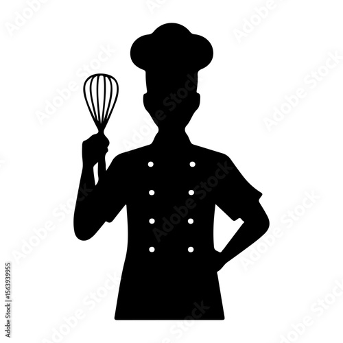 silhouette of a chef and black silhouette