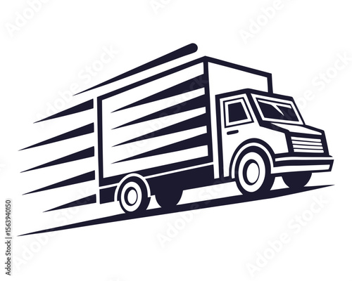 Dynamic vector illustration of a fast moving delivery truck or commercial transportation vehicle.