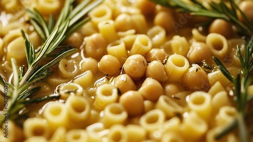 Roman style pasta and chickpea soup with rosemary