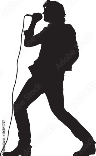 Singer Silhouette Vector Illustration on Transparent Background