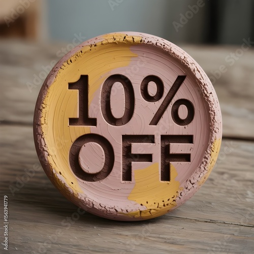 10% Off Sale Discount Promotion Unique Handcrafted Pink and Yellow Coaster