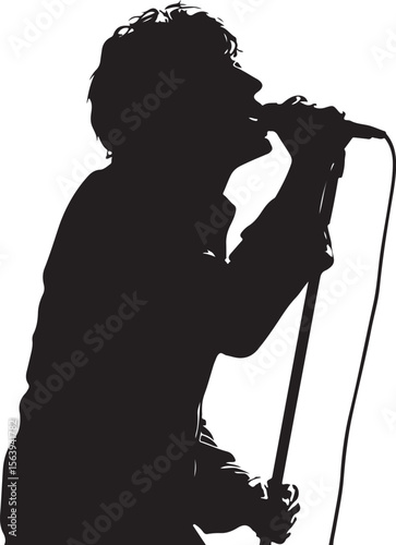 Singer Silhouette Vector Illustration on Transparent Background