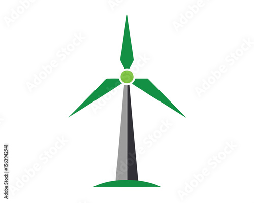 Simple illustration depicting a wind turbine generating sustainable and renewable energy resources.