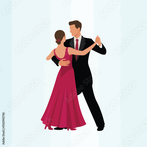 Elegant couple dancing together in formal attire