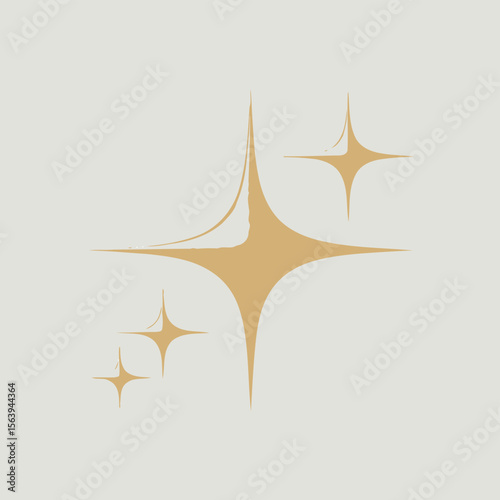 Golden starburst sparkle shapes on a light neutral background