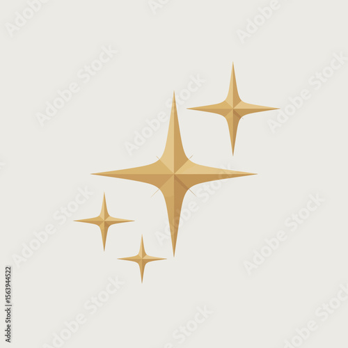 Four golden starbursts sparkle and shine on a neutral background