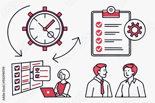 People managing tasks with checklists, time, and collaboration