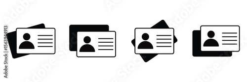 Personal Identification Card Icons – Vector ID Badge and Identity Document Symbol Set
