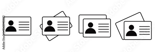 Personal Identification Card Icons – Vector ID Badge and Identity Document Symbol Set
