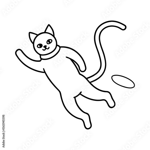 cat astronaut floating in space vector art.