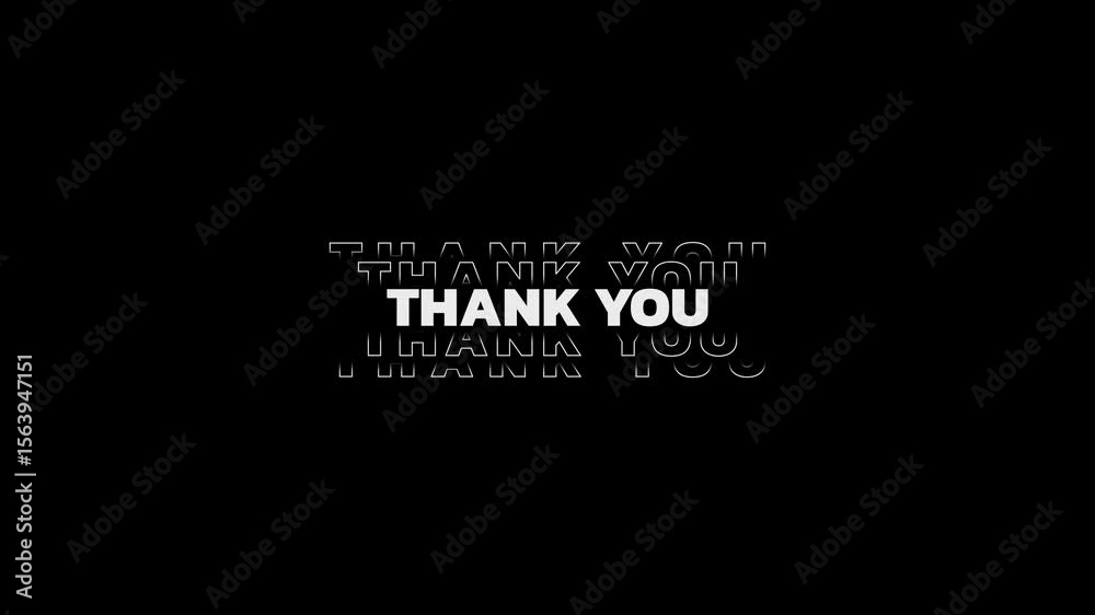 Thank you animation effect with alpha channel. Animation thank you text with glitch effects.