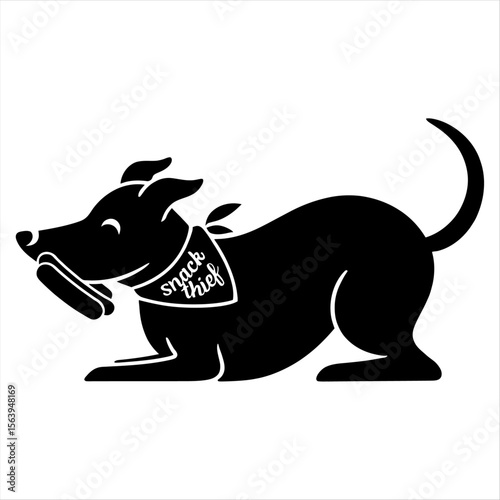 Dog eating  from bowl happily different style t-shirt design