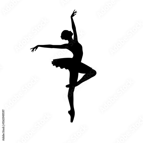 Silhouette of a ballerina dancing with grace on a plain background  