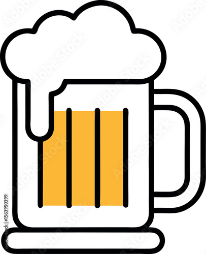beer mug line art icon on white background	