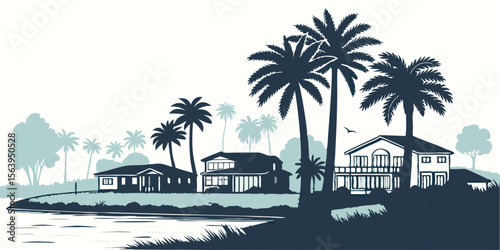 Palm Bay, Florida Silhouette: Waterfront Homes, Palm Trees & Modern Suburbs