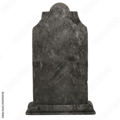 Papier peint 3D rendered illustration of a simple weathered gravestone with subtle slant, iso