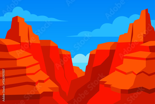 cartoon canyon red rock formations scenic view art