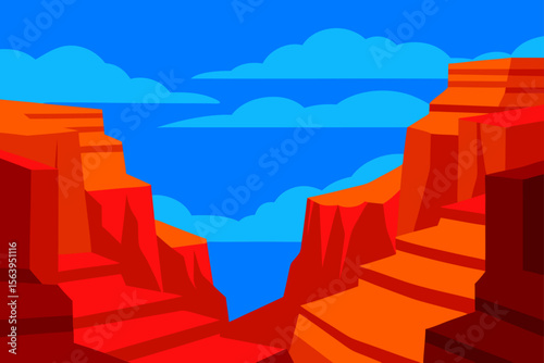 cartoon canyon red rock formations landscape illustration