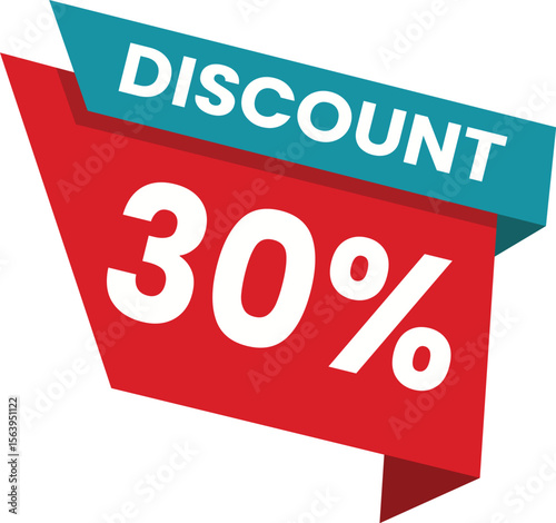 30% Discount Banner – Bold Red and Blue Sale Label Vector