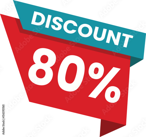80% Discount Banner – Bold Red and Blue Promotional Sale Tag Vector

