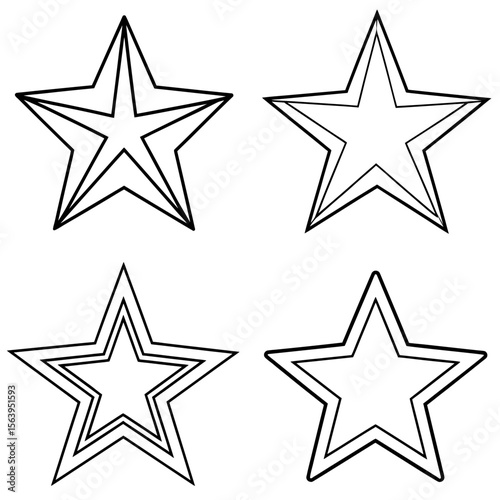  Star Icon – Classic Shape Line Art Outline Vector Illustration