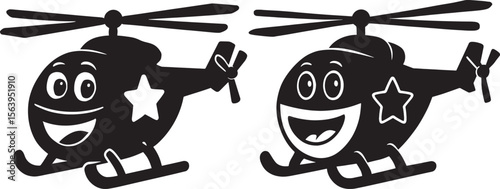 Cute Helicopter Cartoon Vehicle Design vector illustration