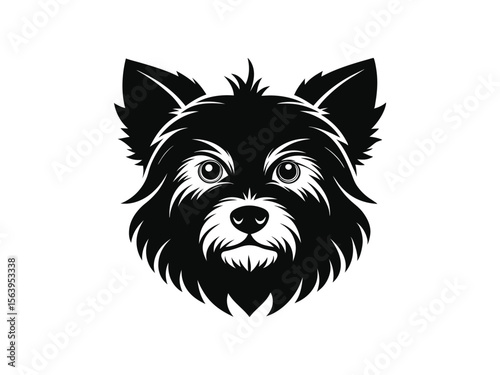 Affenpinscher dog silhouette vector illustration, pet clipart, black and white animal shape